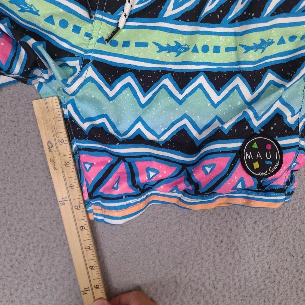 Maui And Sons Swim Trunks Men Medium Colorful Tribal Lined Bathing Suit 29 Waist